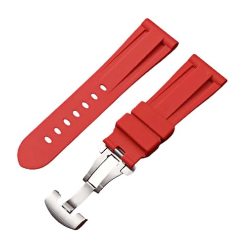BoBoHome Wasserdichtes Silikonarmband Uhrarmband Herrenuhr Zubehör Flexibel Haltbar für PA-NE-RAI PAM441 359 437 393-Rot + Silber Schließe 26mm BoBoHome Wasserdichtes Silikonarmband Uhrarmband Herrenuhr Zubehör Flexibel Haltbar für PA-NE-RAI PAM441 359 437 393-Rot + Silber Schließe 26mm von BoBoHome