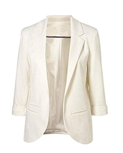 BoBoLily Damen Business Blazer Langarm Schlank Revers Anzugjacke Elegante Trendigen Freizeit Einfarbig Office Anzugmantel Sakko Herbst (Color : Nude Pink, Size : XL/Bust117) von BoBoLily