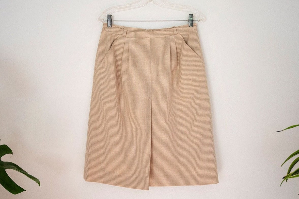 Vintage Beige A-Linie Midi Rock von BoBoVintage