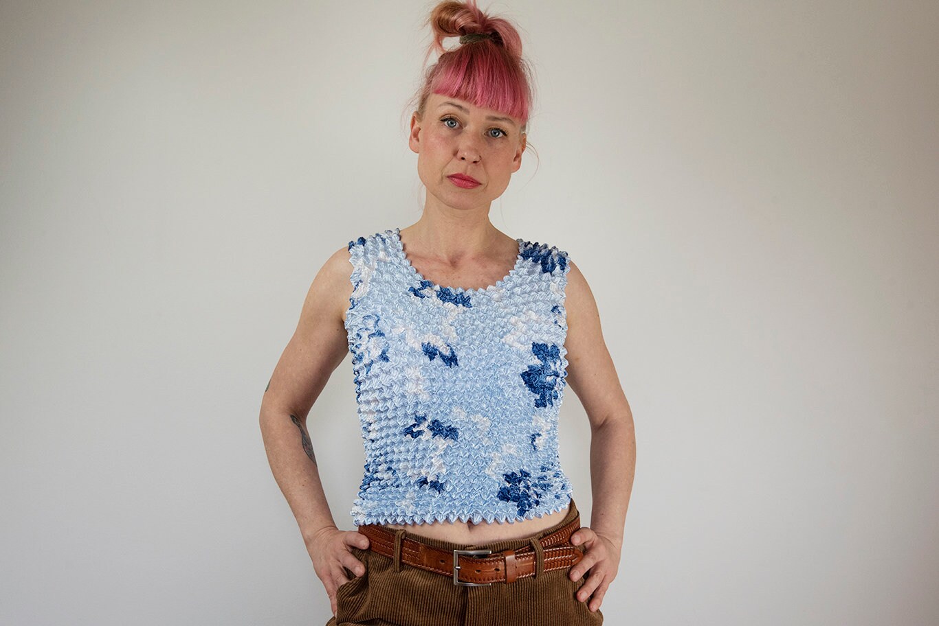 Vintage Blau Popcorn Crinkle Top von BoBoVintage