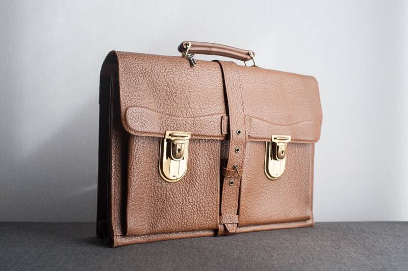 Vintage Braune Robuste Leder Aktentasche von BoBoVintage