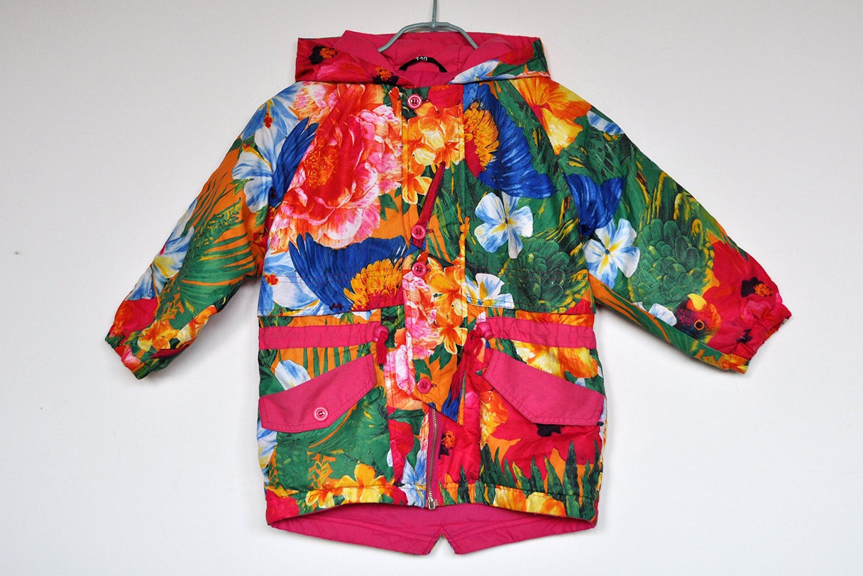 Vintage Floral Tropical Print Kindermantel Mit Kapuze von BoBoVintage