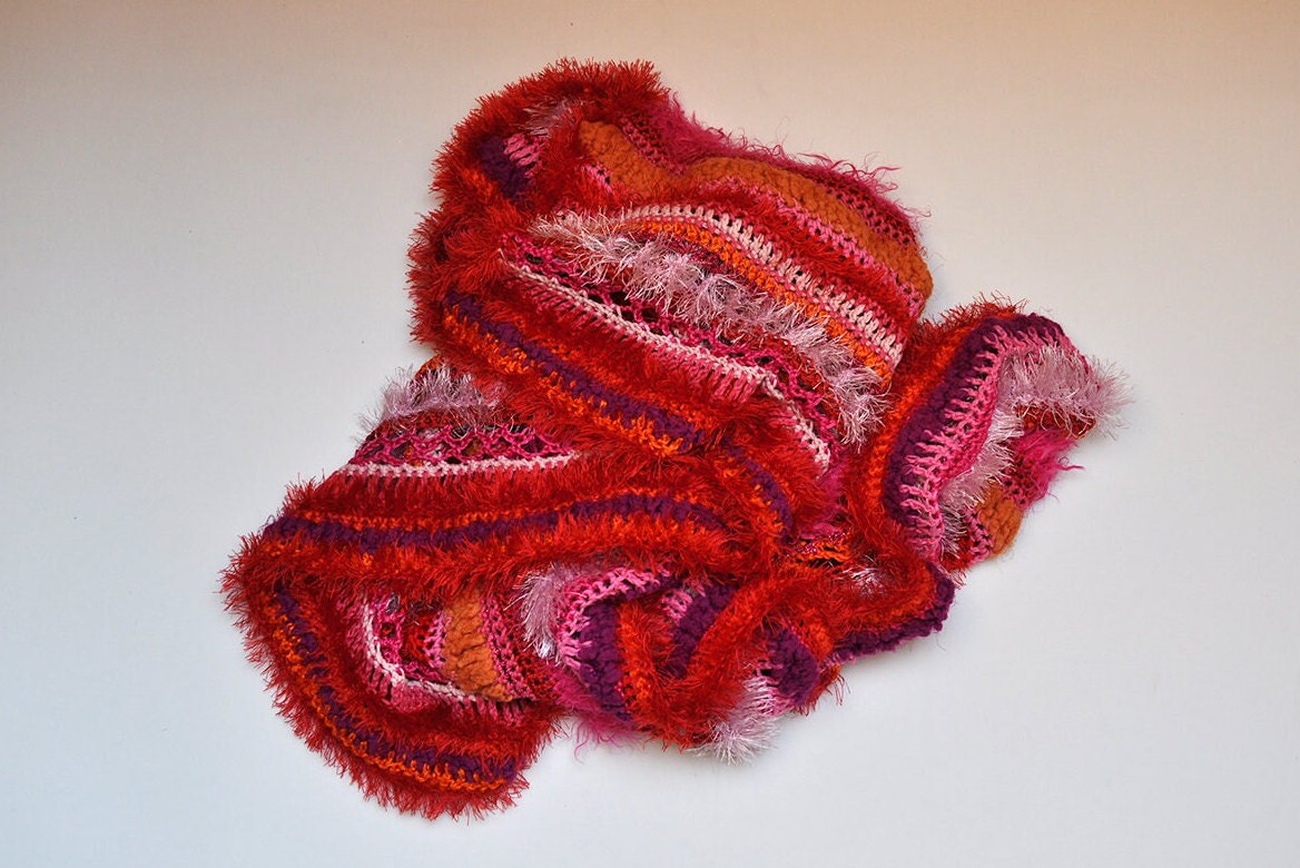 Vintage Fuzzy Mixed Yarn Breiter, Langer Schal von BoBoVintage