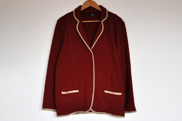 Vintage Gebrannte Orange Strick Jacke von BoBoVintage