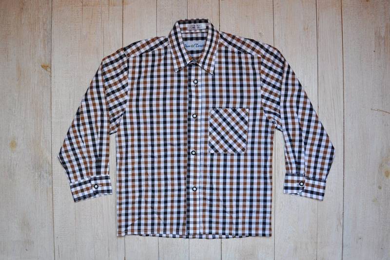 Vintage Jungen Karo Baumwolle Knopfleiste Langarm Hemd Mit Kragen Vintage Jungen Karo Baumwolle Knopfleiste Langarm Hemd Mit Kragen von BoBoVintage