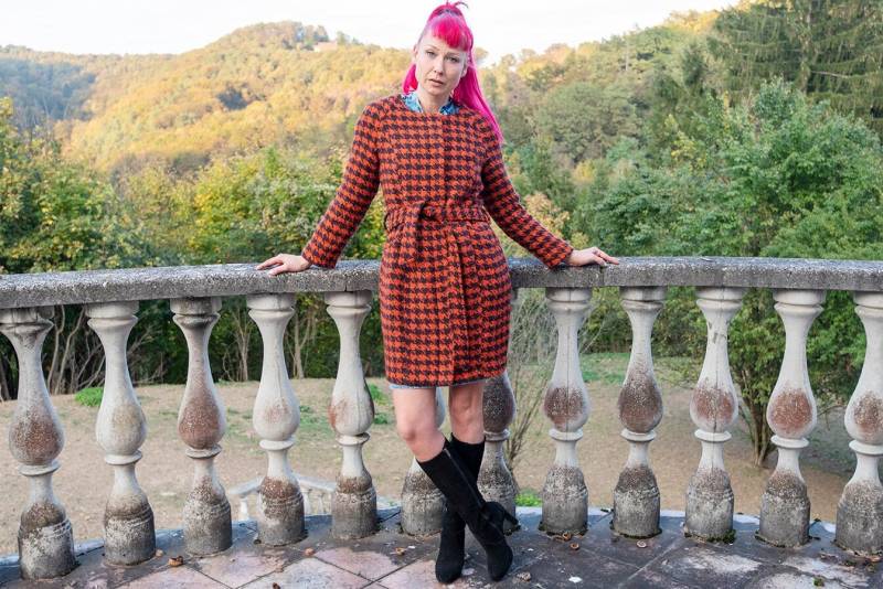 Vintage Orange Und Braun Hahnentritt Reißverschluss Gürtel Mantel von BoBoVintage