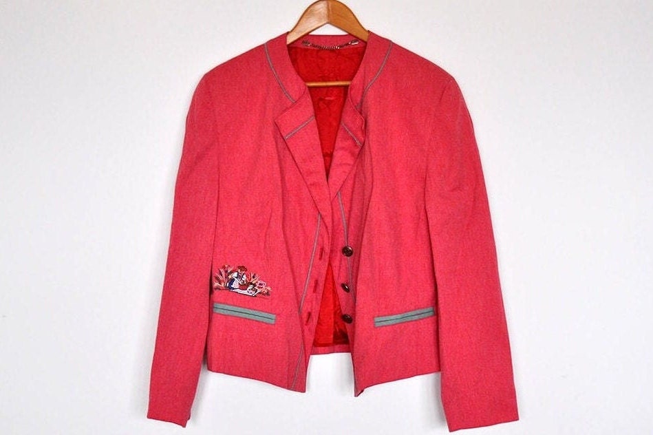 Vintage Peachy Pink Oversized Blazer Mit Stickerei von BoBoVintage