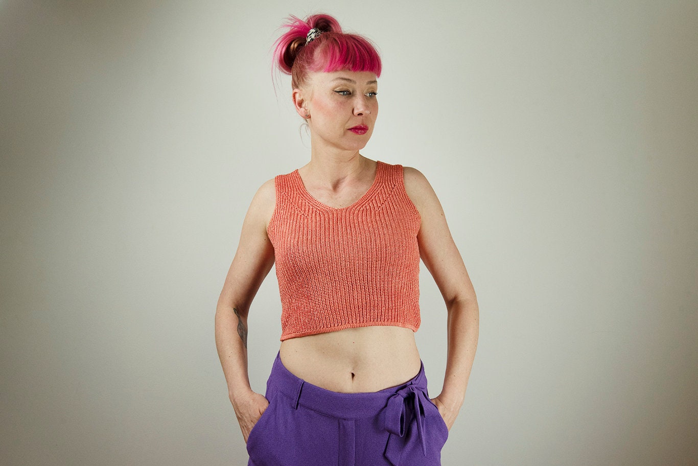 Vintage Pfirsich Stricken Ärmellos Crop Top Vintage Pfirsich Stricken Ärmellos Crop Top von BoBoVintage