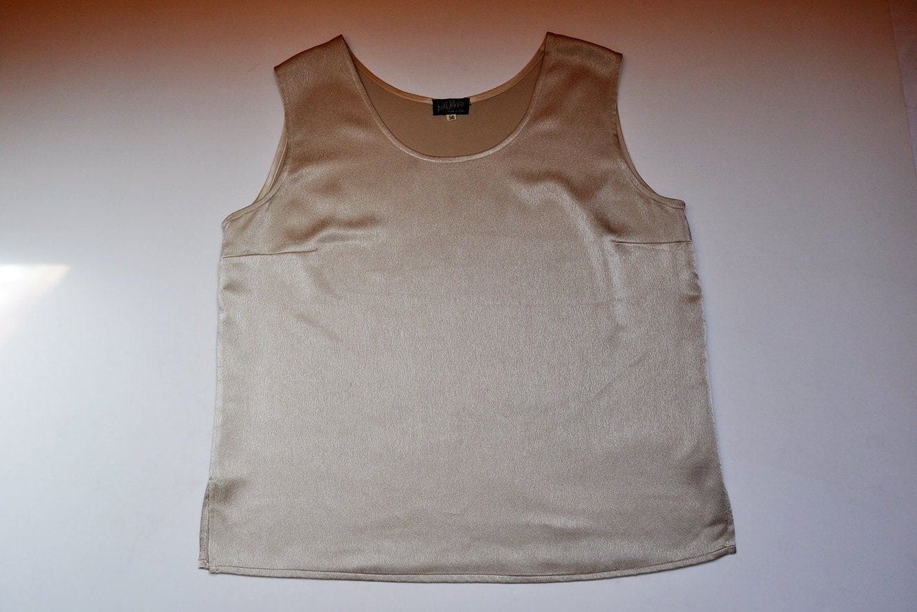 Vintage Platin Metallic Ärmelloses Boxy Bluse Top von BoBoVintage