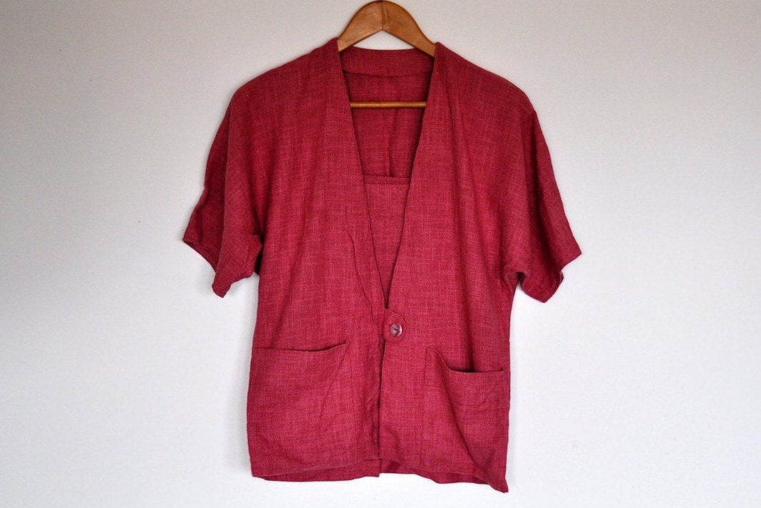 Vintage Rosen Tank Top Und Jacke Im 2 Teiligen Set von BoBoVintage