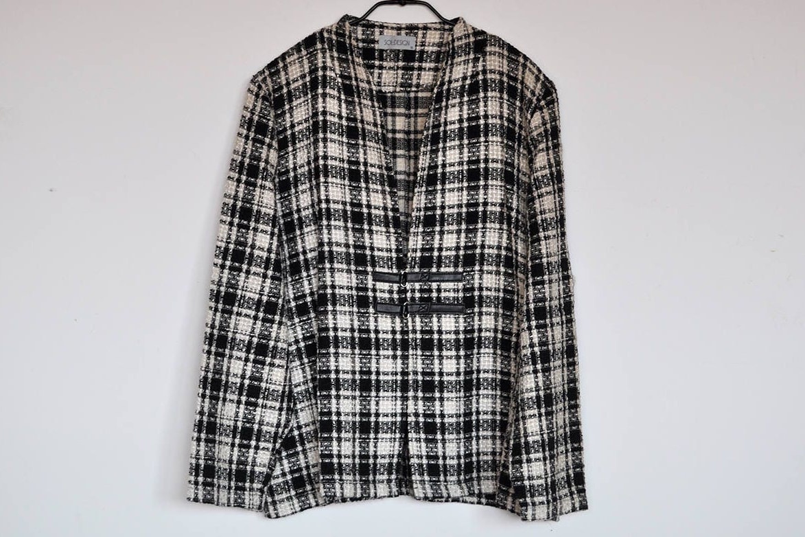 Vintage Schwarz Weiß Karierte Blazer Jacke von BoBoVintage