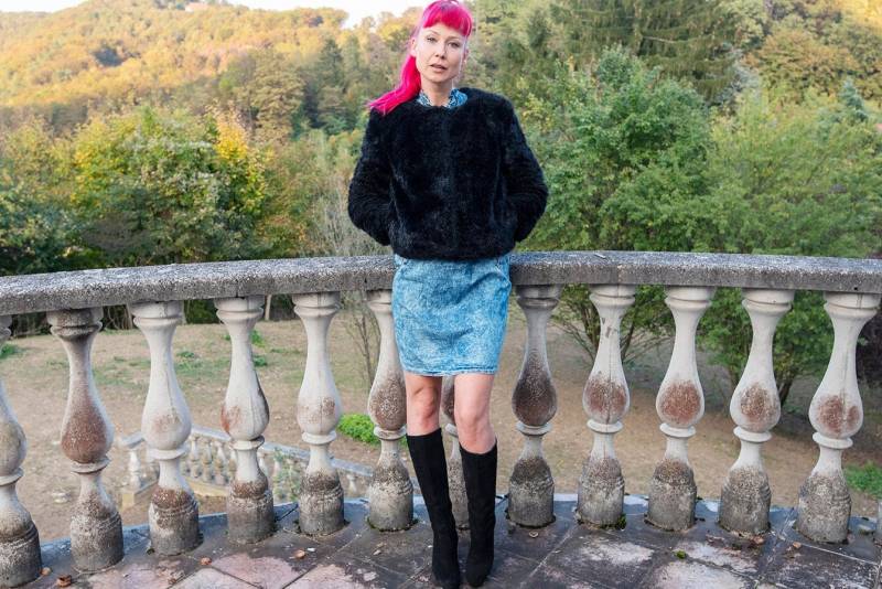 Vintage Schwarze Kunstpelz Fuzzy Kurz Jacke von BoBoVintage