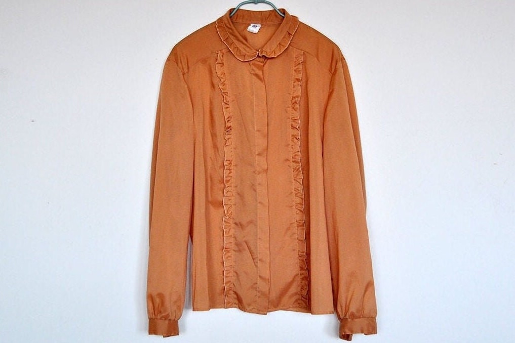 Vintage Tan Rüschenbluse von BoBoVintage