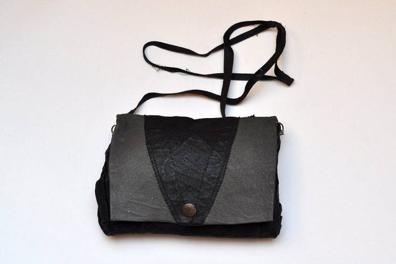 Vintage Two Tone Schwarz Und Grau Leder Geldbörse von BoBoVintage