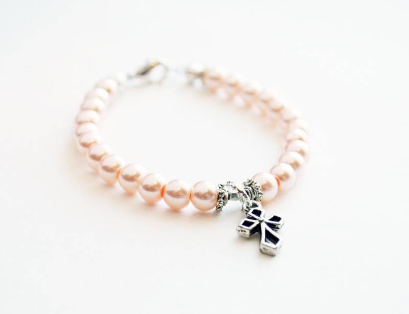 Kleine Mädchen Perlen Armband Taufe Geschenk Erstkommunion Kreuz Geburtstagsgeschenk Prinzessin Schmuck Perfektes von BoCadeJewelry