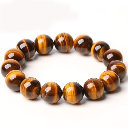 BoLinCo Natural Yellow Tiger Eye Stone String Single Circle Round Bead Men and Women's Wooden Variable Stone, One Size, Achat von BoLinCo
