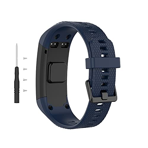 BoLuo Armband für Garmin Vivosmart HR with Metal Buckle,Silikon Ersatzband Watch Armband Verstellbares Silikonband Strap,Uhrenarmband Armbänder Bracelet für Garmin Vivosmart HR Watch (Navy blau) von BoLuo