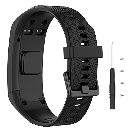 BoLuo Armband für Garmin Vivosmart HR with Metal Buckle,Silikon Ersatzband Watch Armband Verstellbares Silikonband Strap,Uhrenarmband Armbänder Bracelet für Garmin Vivosmart HR Watch (schwarz) von BoLuo