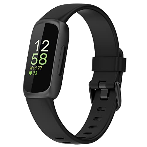 BoLuo Uhrenarmbänder Kompatibel mitFitbit Inspire 3 Strap, Silikon Ersatzband Watch Uhrenarmband Armband WristStrap Silikonband Armbänder Bracelet für Fitbit Inspire 3 Accessories (large, schwarz) von BoLuo