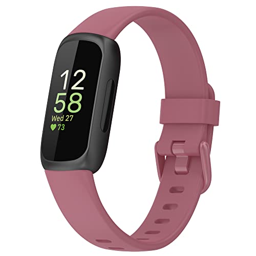 BoLuo Uhrenarmbänder Kompatibel mitFitbit Inspire 3 Strap, Silikon Ersatzband Watch Uhrenarmband Armband WristStrap Silikonband Armbänder Bracelet für Fitbit Inspire 3 Accessories (small, rosa) von BoLuo