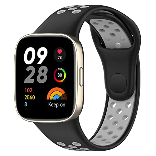 BoLuo Uhrenarmbänder für Xiaomi Mi Watch Lite 3 / Redmi Watch 3 Armband,Ersatzband Uhrenarmband Silikonband,Armbänder Wrist Strap Bracelet für Xiaomi Redmi Watch 3 / Redmi Watch Life 3 (schwarzgrau) von BoLuo