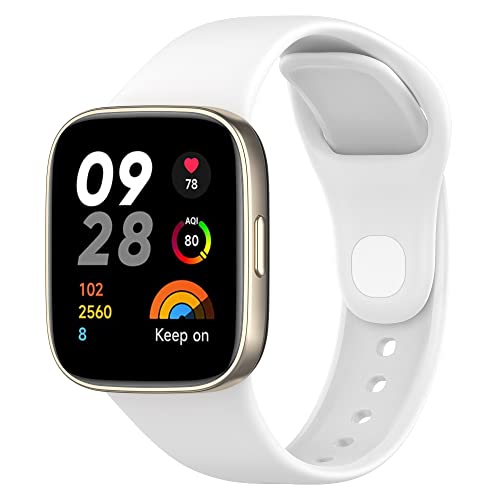 BoLuo Uhrenarmbänder für Xiaomi Redmi Watch 3, Sport Silikon Ersatzband Armband Uhrenarmband Silikonband,Strap Armbänder Wrist Strap Bracelet für Xiaomi Redmi Watch 3 Accessories (Weiss) von BoLuo