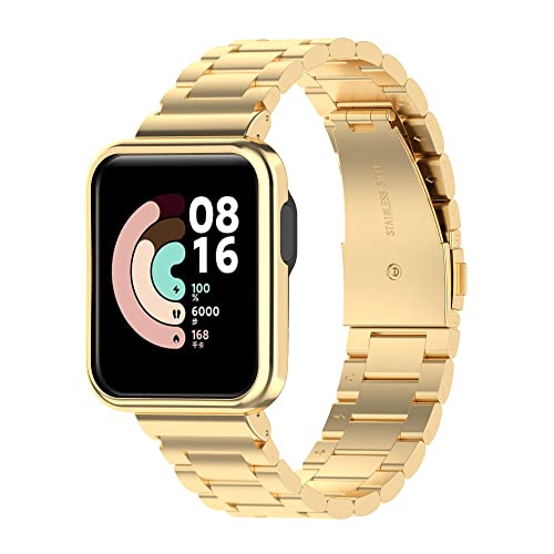 BoLuo Uhrenarmband für Xiaomi Mi Watch Lite/Redmi Watch Band, Rostfreier Stahl Ersatzband Armband Silikonband Strap,Uhrarmband Bracelet Armbänder für Xiaomi Mi Watch Lite/Redmi Watch (Gold) von BoLuo