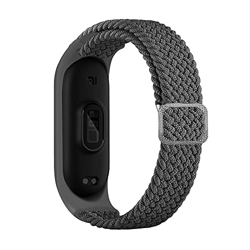 BoLuo Watch Armband für Xiaomi Mi Band 6,Nylon Braided Stretch Solo Loop Ersatzband Watch Armband Strap,Uhrenarmband Armbänder Bracelet für Xiaomi Mi Band 6 5 4 3 Watch Accessories (grau) von BoLuo