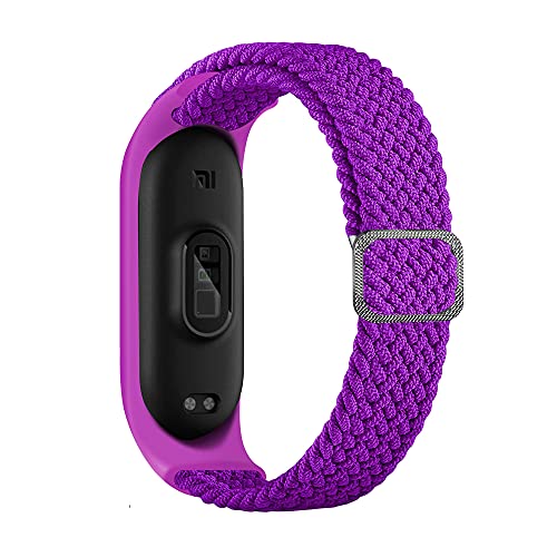 BoLuo Watch Armband für Xiaomi Mi Band 6,Nylon Braided Stretch Solo Loop Ersatzband Watch Armband Strap,Uhrenarmband Armbänder Bracelet für Xiaomi Mi Band 6 5 4 3 Watch Accessories (lila) von BoLuo