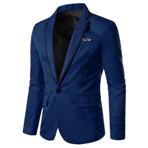 BoShiNuo Casual Business Herren Anzug Langarm Patchwork Standard Fit Single Button Herren Klassische Kleidung Anzugjacke Blue XS von BoShiNuo