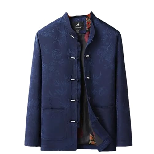 BoShiNuo Chinesischer Frühlings- und Herbstanzug Tang-Anzug Jacke Herrenjacke Zhongshan-Anzug chinesischer Stil bequemes Set für Herren H-010 XL von BoShiNuo