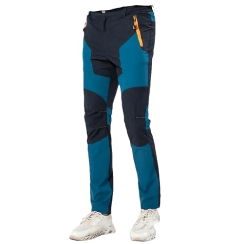 BoShiNuo Elastische Herren-Wanderhose mit Spleißen Outdoor-Sport Winddicht Trekking Klettern verschleißfest atmungsaktiv Navy9 Blue XS von BoShiNuo