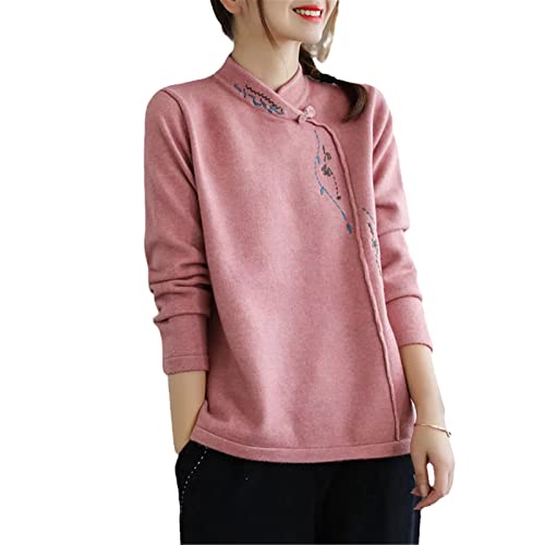 BoShiNuo Frauen Vintage Sommer China Traditionelle Kleidung Hanfu Tops Chinesischen Stil Kurzarm Tang-Anzug Bequem-H-803-XL von BoShiNuo