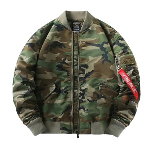 BoShiNuo Herbst/Winter Herren Camouflage Jacke Camping Winddicht Warm Baseball Mantel Herren Windjacke camouflage HOU XL von BoShiNuo