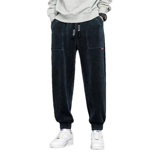 BoShiNuo Herbst Winter Cord Jogginghose Männer Baggy Jogger Streetwear Lose Beiläufige Harem Hosen Light Blue S von BoShiNuo