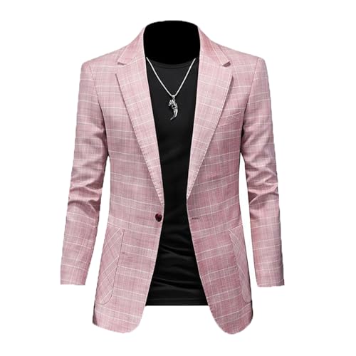 BoShiNuo Herren-Anzugsjacken für Frühling und Herbst. Zwei-Knopf-Anzugsjacken. Slim-Anzug-Blazer für Herren Light pink S von BoShiNuo