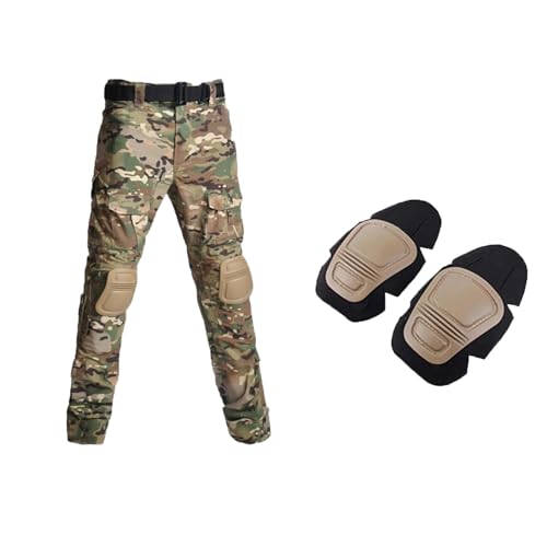 BoShiNuo Taktische Hosen + Pads für Herren lässig mehrere Taschen verschleißfest Herrenbekleidung Hosen Wanderhosen Tarnkleidung CP XL von BoShiNuo