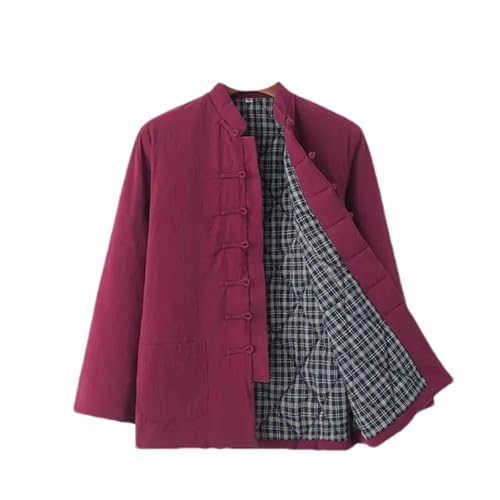 BoShiNuo Tang-Anzug Jacke Männer Chinesischen Stil Plus Samt Verdicken Mantel Winter Vintage Baumwolle Leinen Kleidung Oberbekleidung B-8816 XXL von BoShiNuo