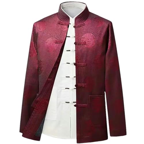 BoShiNuo Tang-Anzug chinesische traditionelle Kleidung Herren-Kung-Fu-Kleidung Neujahrskleidung Retro-Party Herren-Jackenmantel HH-Red M von BoShiNuo