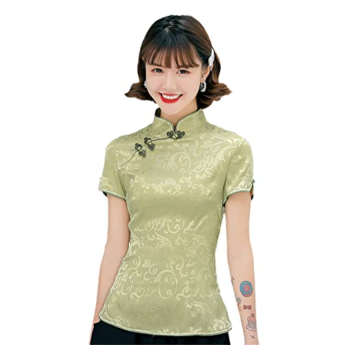 Frauen Hemd Bluse Casual Sommer Shirts Traditionelle Chinesische Tops Weibliche Kurzarm Für Kleidung-EN8 Short Sleeve-M von BoShiNuo