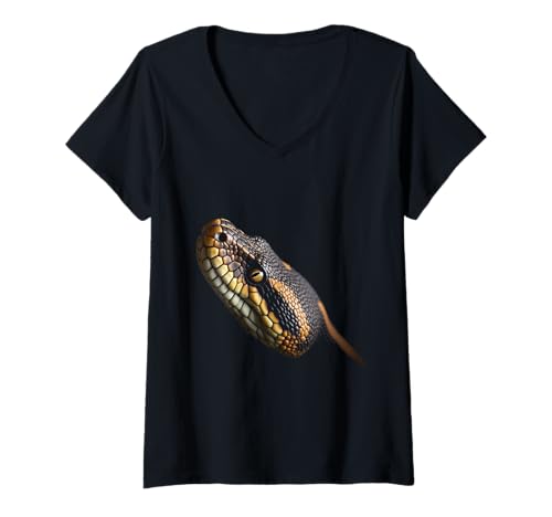 Damen Motiv „Wildes Reptil mit Schlangenmotiv“ T-Shirt mit V-Ausschnitt Damen Motiv „Wildes Reptil mit Schlangenmotiv“ T-Shirt mit V-Ausschnitt von Boa Fun Designs