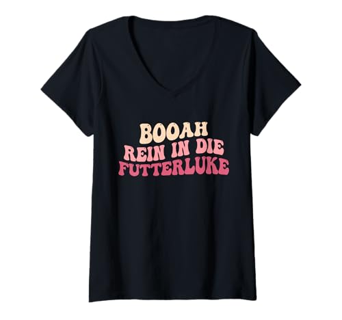 Damen Rein in die Futterluke Kowalski Syndrom Groovy lustiges Meme T-Shirt mit V-Ausschnitt Damen Rein in die Futterluke Kowalski Syndrom Groovy lustiges Meme T-Shirt mit V-Ausschnitt von Boah Kowalski Futterluke Funny Groovy lustiges