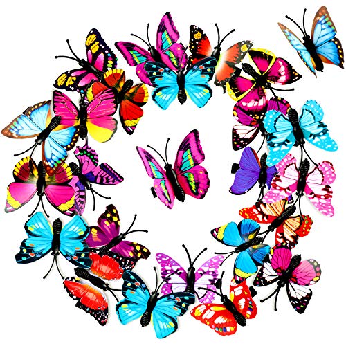 24 Stücke Dreidimensionale Schmetterling Haarspange Plastik Schmetterlinge Haarnadel Bobby Pin Haarspangen Snap Haarschmuck für Kinder Mädchen zu Fasching Karneval (in grellen，kräftigen Farben) von Boao