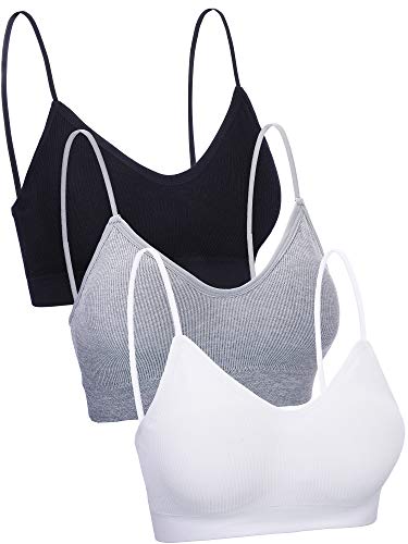 Boao 3 Stück V Ausschnitt Tube Top BH Nahtlos Gepolstert Camisole Bandeau Sport-BH Schlaf-BH mit elastischen Trägern - mehrfarbig - M-XL von Boao