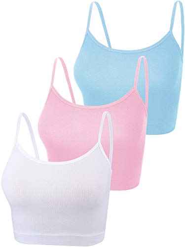 3 Stücke Leibchen Top Crop Tank Top (Rosa, Blau, Weiß, L) von Boao