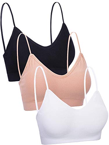 Boao 3 Stück V Ausschnitt Tube Top BH Nahtlos Gepolstert Camisole Bandeau Sport-BH Schlaf-BH mit elastischen Trägern - mehrfarbig - S/M von Boao