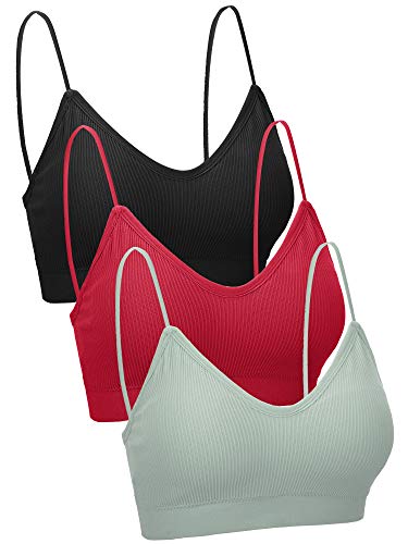 Boao 3 Stück V Ausschnitt Tube Top BH Nahtlos Gepolstert Camisole Bandeau Sport-BH Schlaf-BH mit elastischen Trägern - - S/M von Boao