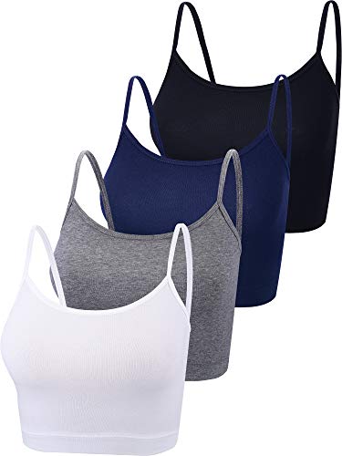 Bauchfreies Tank-Top, ärmellos, Racerback-Design, Baumwolle, für Damen, 4 Stück - mehrfarbig - Mittel von Boao