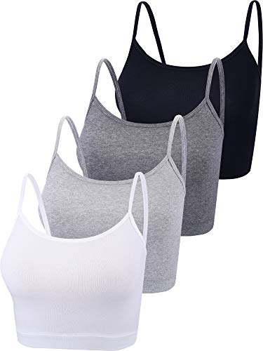 4 Stück Basic Crop Tank Tops ärmellos Racerback Crop Sport Baumwolle Top für Frauen - mehrfarbig - Large von Boao