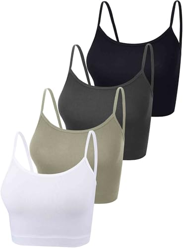 Bauchfreies Tank-Top, ärmellos, Racerback-Design, Baumwolle, für Damen, 4 Stück - - Groß von Boao